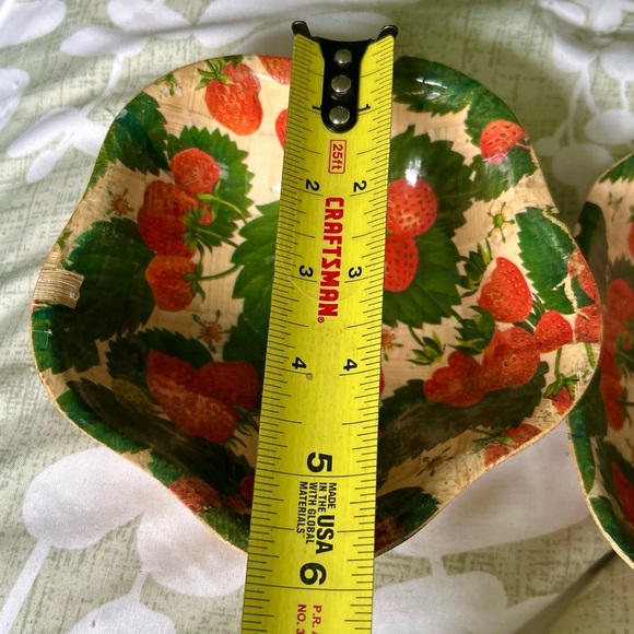 VTG Cottagecore Strawberry Vines Field Cottagecore Bamboo Made Bowls Set of 2 - Picture 7 of 11
